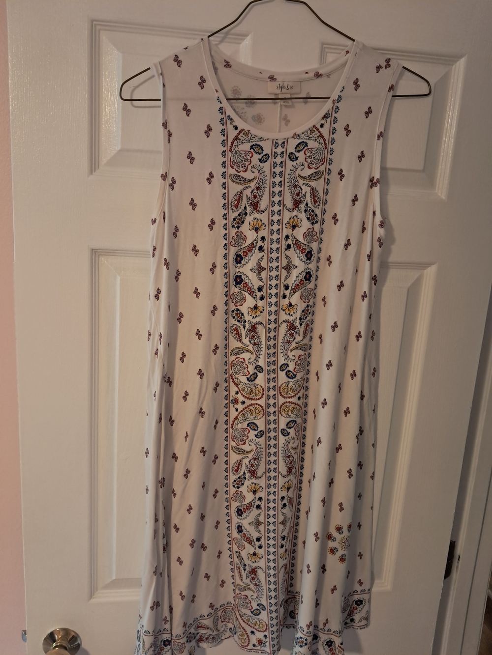 a.n.a White Sleeveless Maxi Dress with Paisley Center Panel